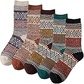 Daphene Women's Ethnic Vintage Socks | Premium Combed Cotton Warm | Retro Patterns Breathable Stretch Design | Holiday Gifts