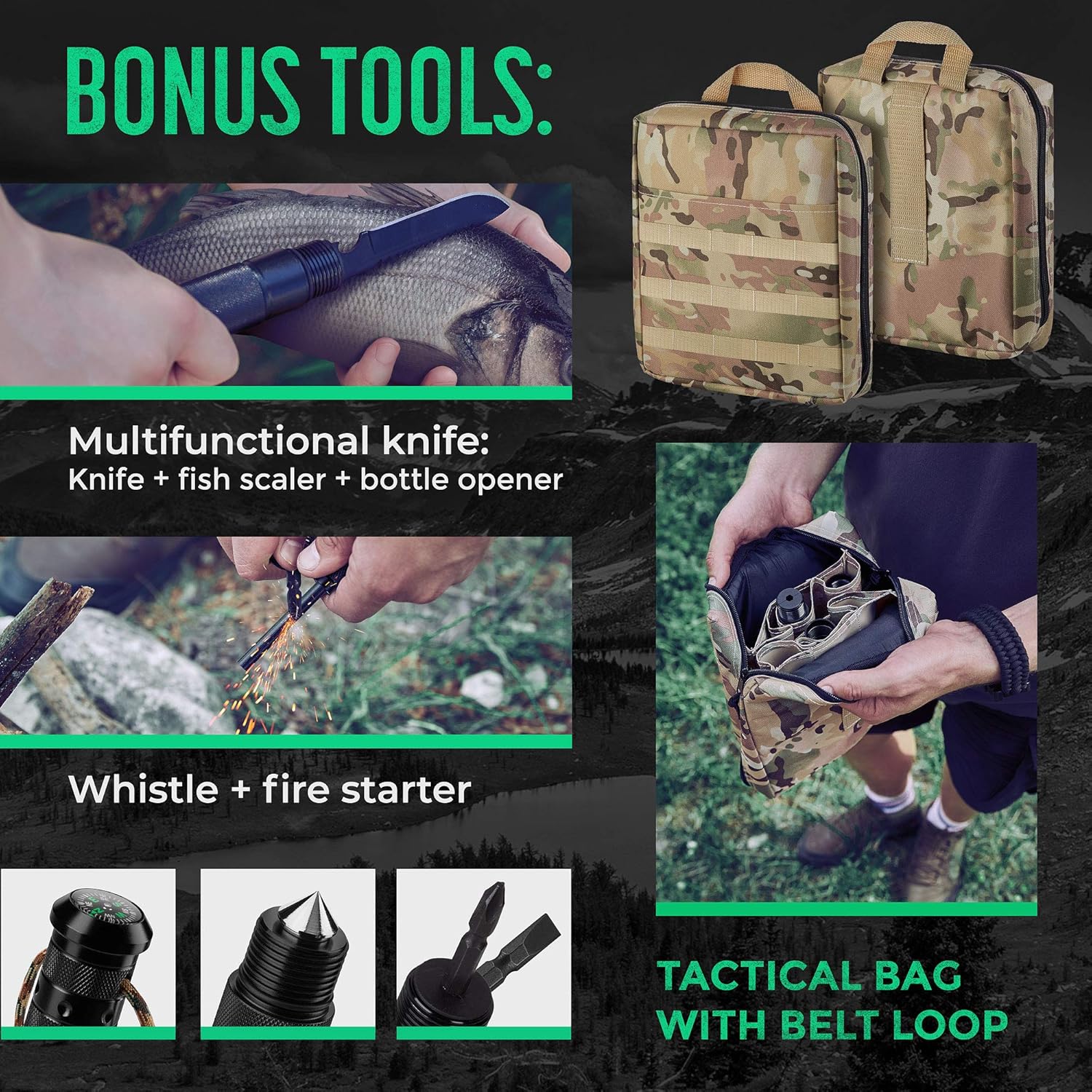PATHWAY NORTH Camping Axe and Survival Shovel – Stainless Steel Multi-Tool Folding Shovel and Survival Hatchet – Equipment for Outdoor, Hiking, Hunting, Emergency, Backpacking : Garden & Outdoor