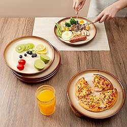 Pokini 10 Inch Dinner Plates Set of 6, Porcelain