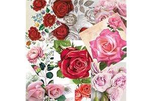 Keep Unique Mystery Pack Decoupage Paper Napkins, 20-ct Assorted Surprise Napkins, Decorative Napkins Roses Floral Flowers for Art Craft Junk Journal, 20 Different Designs