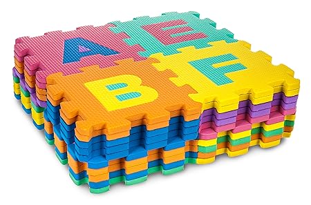 Großes Schaumstoff-Puzzle für Kinder mit Buchstaben und Zahlen, 40 Teile
