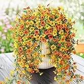 ZFProcess Artificial Hanging Flowers Plants for Outdoor Spring Summer Decoration,2PCS Faux Silk Daisy UV Resistant Look Real for Outside Home Indoor Planter Porch Garden Yard Decor(Yellow Orange)