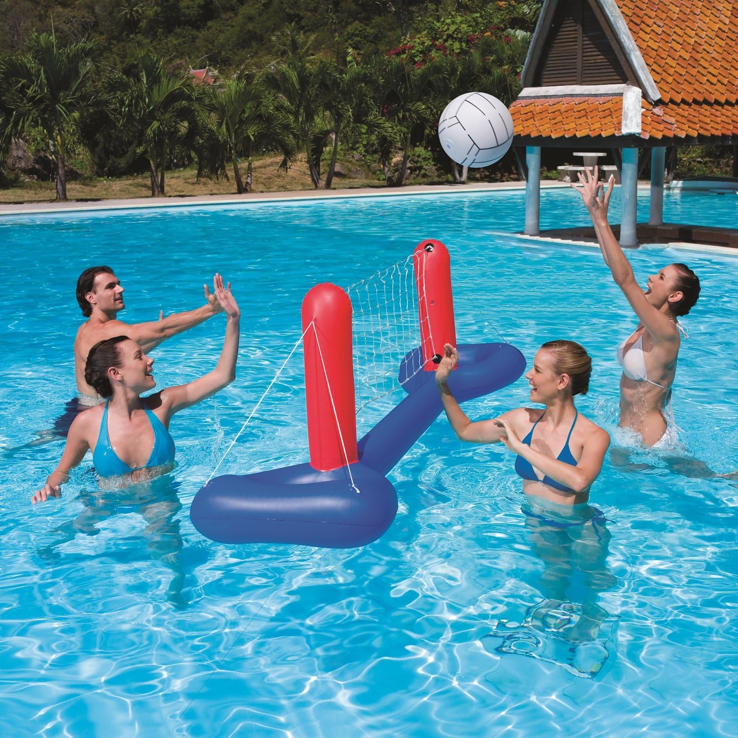 inflatable pool volleyball set