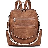WYFJNX Backpack Purse for Women PU Leather Backpack Ladies Fashion Handbag Designer Shoulder Bag Small Travel Bag Brown