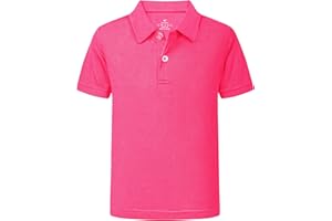 QBK 2T-16Y Boys' School Uniform Pique Polo Kids Performance Neon Short Sleeve Collared Golf Shirt for Toddler to Youth