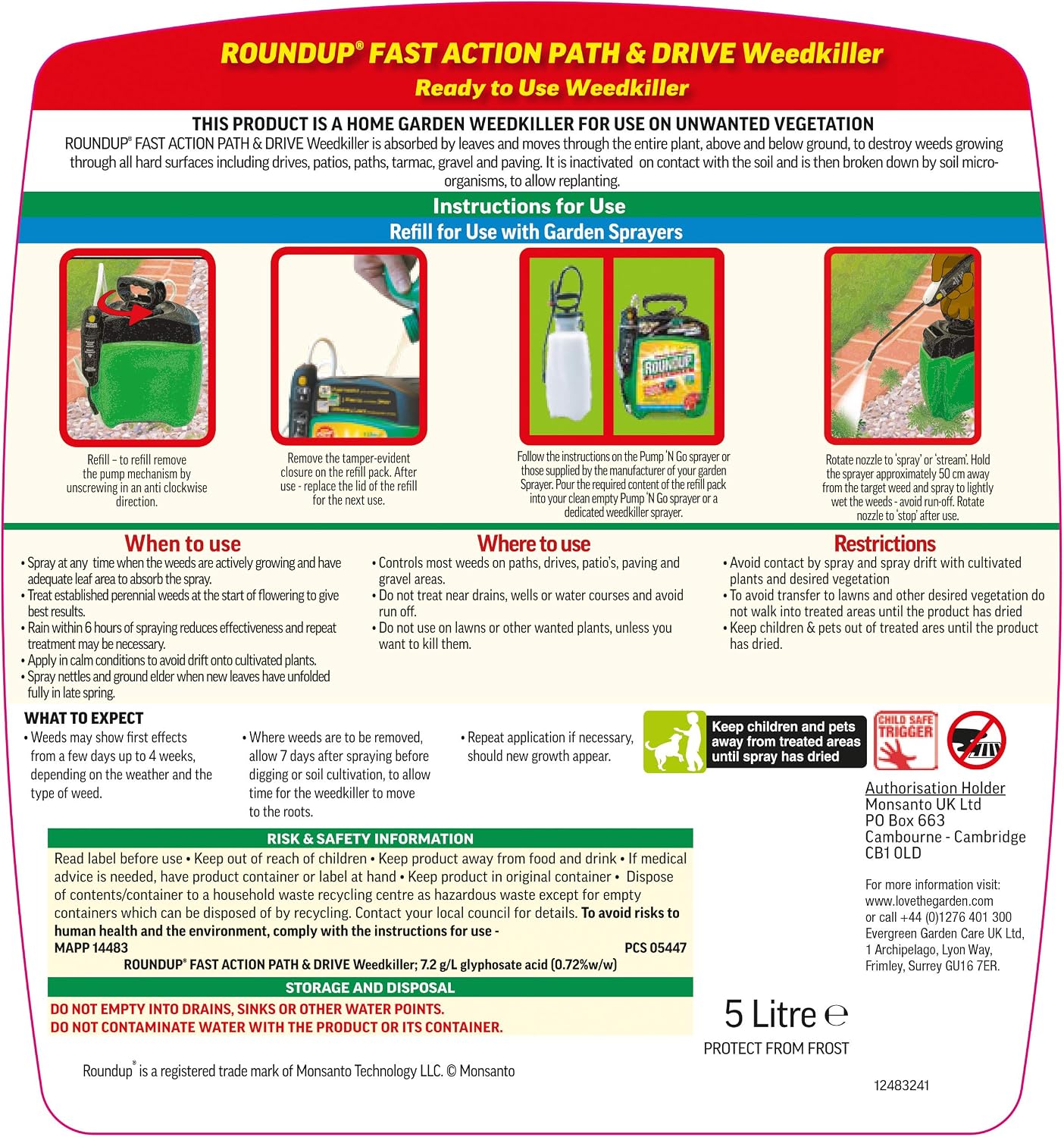 Roundup 119410 Path Weedkiller 5 Litre Pump 'N Go Refill, Ready to Use, Green - Image 3