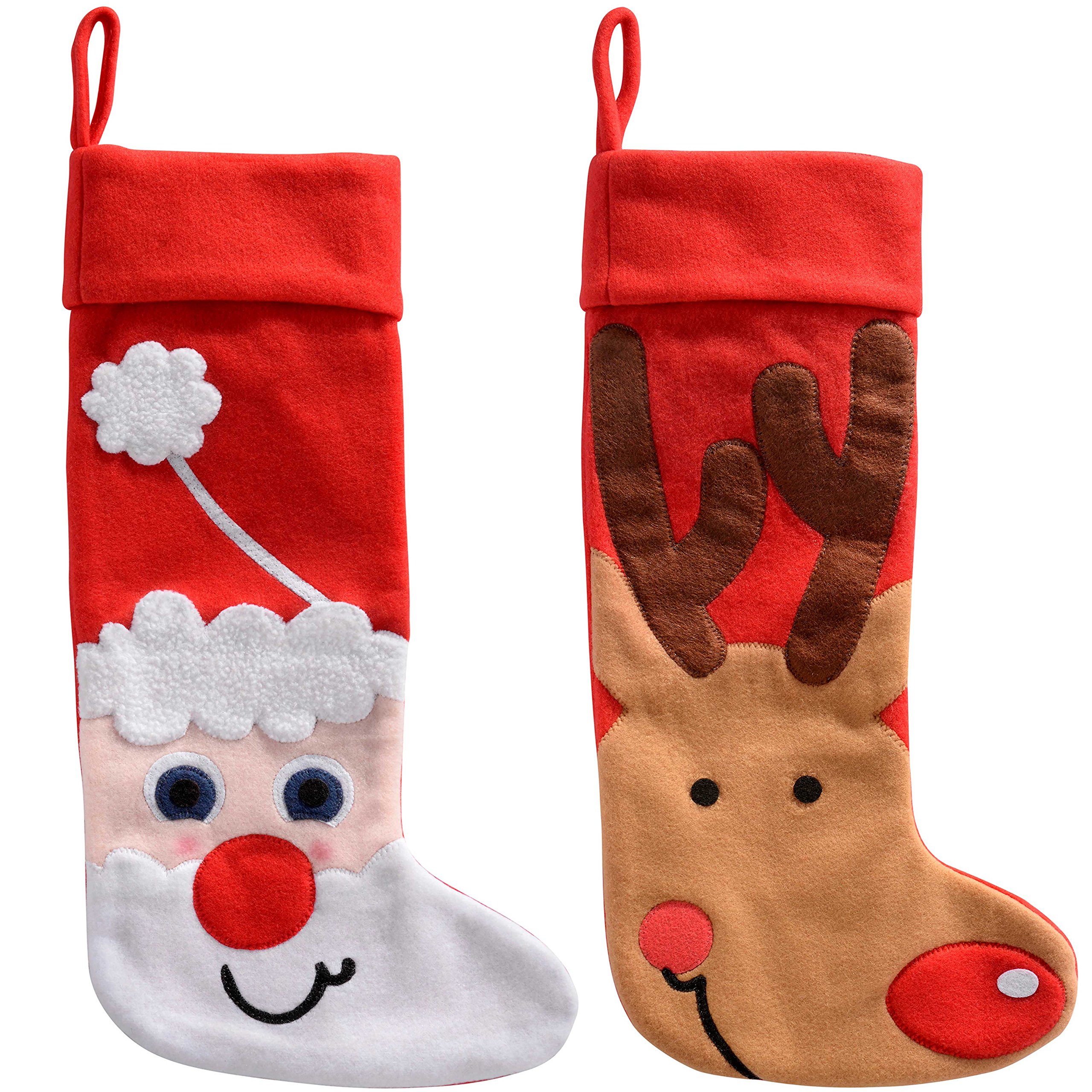 WeRChristmas Christmas Stockings with Snowman and Reindeer, 46 cm - Multi-Colour, Set of 2