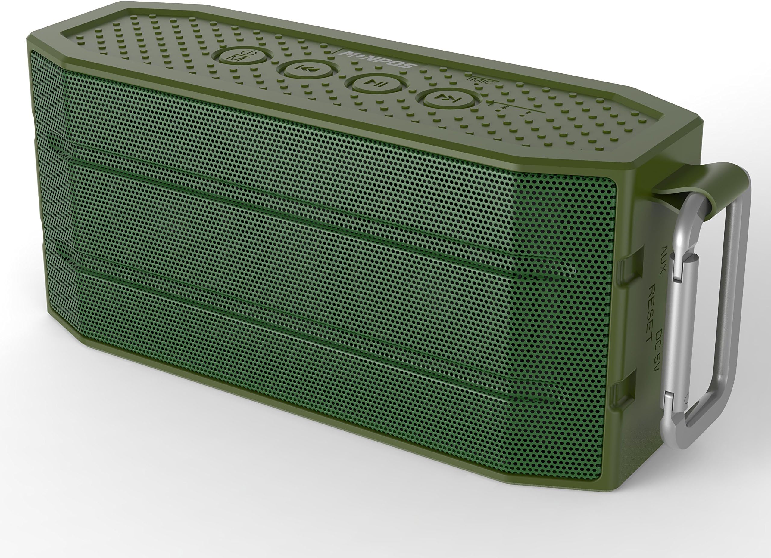 Monpos H2 Portable Wireless Outdoor Bluetooth Speaker IPX6 Waterproof with Enhanced Bass Built in Mic. Great for Beach, Shower & Home Use. (H2 Green)