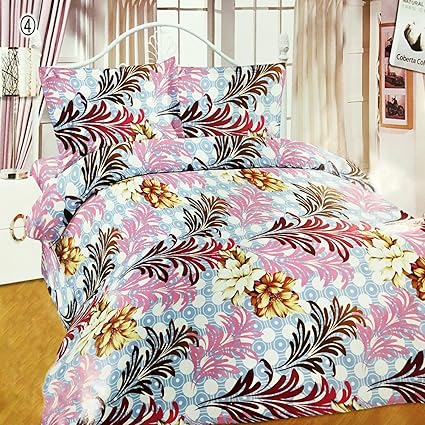 Impeccable Home Poly Cotton 3D Designer Printed 120TC Double Bedsheet with 2 Pillow Covers (228x228cm, Multicolour)