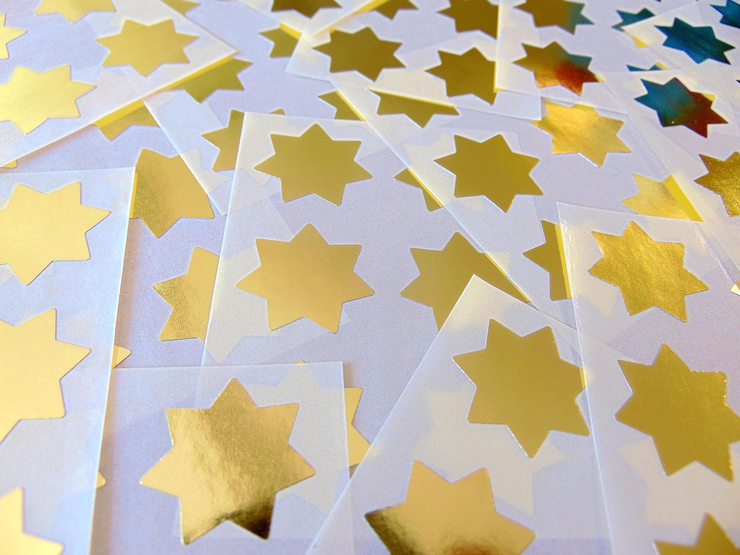 25mm (1") Star Shape Colour Code Stickers - Packs of 90 Large Coloured Stars Sticky Labels - 32 Colours Available (Shiny Gold)