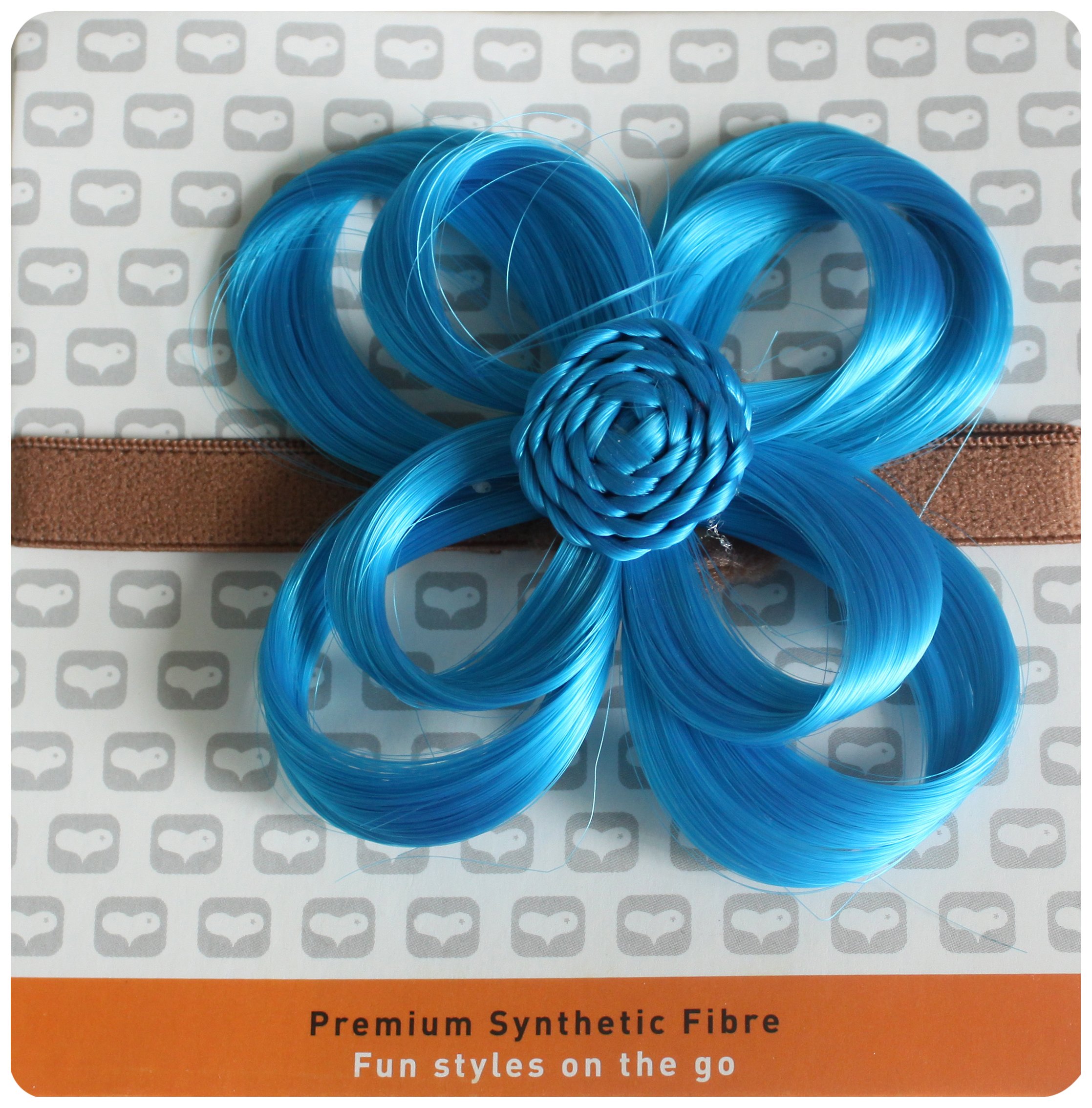 Love Hair Extensions Flower Hair Accessory On Elasticated Band, Colour Turquoise