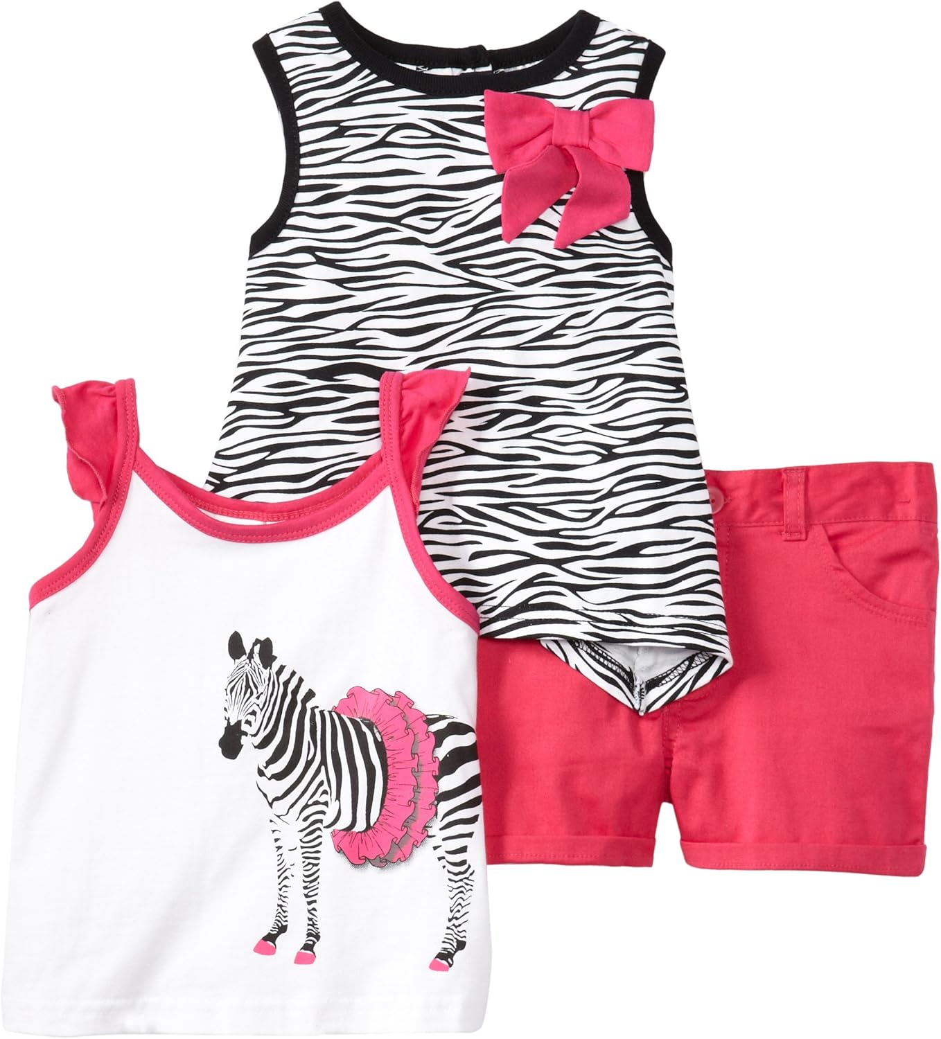 Baby Togs Little Girls' Zebra Printed Tank 3 Piece Short