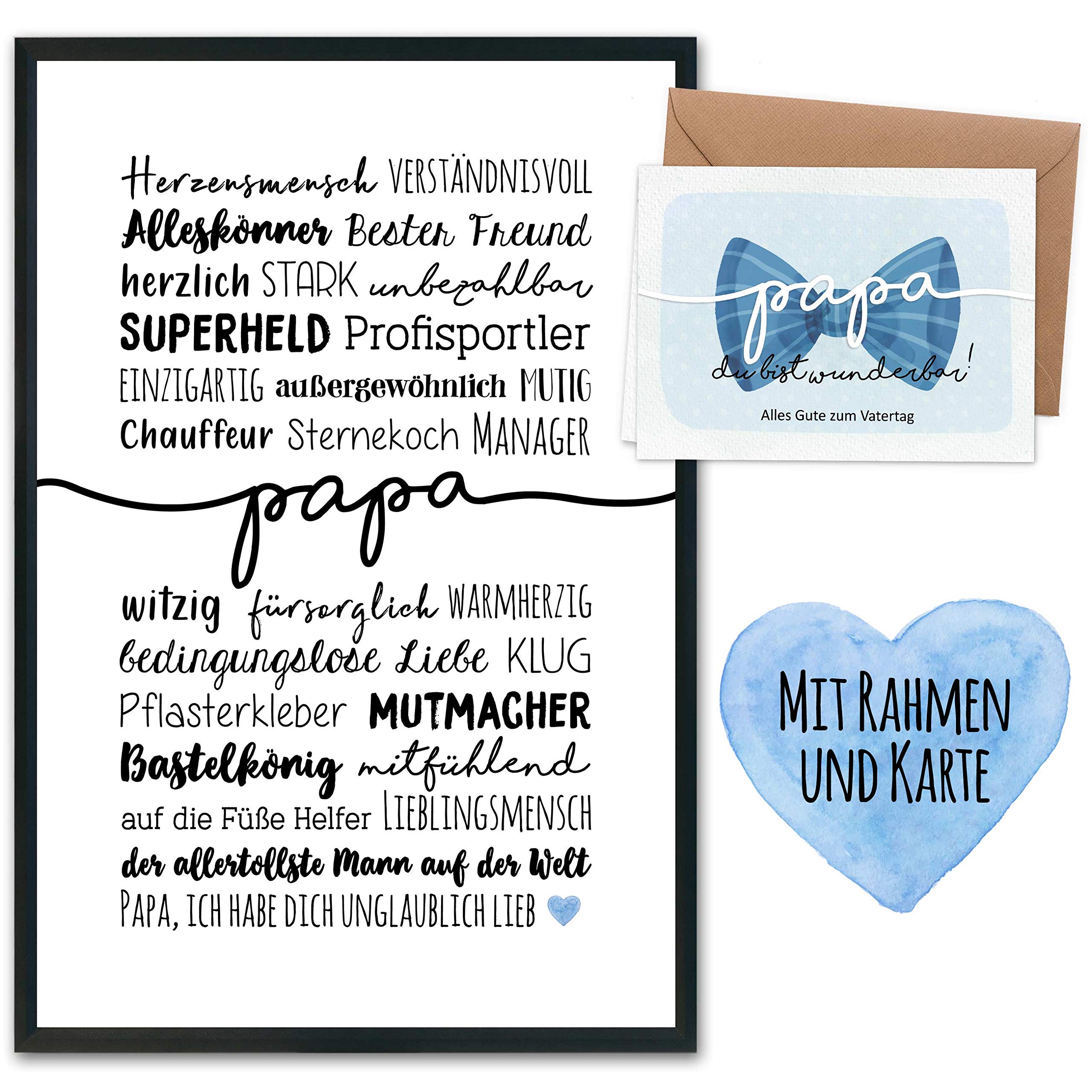 Paper Dragon Art Print Mother's Day Heart Man Father's Day with Frame