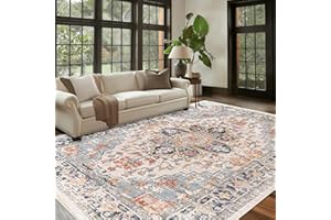QD-Udreamy 5x7 Area Rugs - Machine Washable Area Rugs 5x7 for Living Room, Soft Washable Rugs 5x7, Non-Slip Washable Area Rug, Stain Resistant Boho Low Pile Thin Washable Rug 5x7