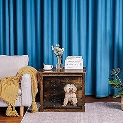 DWANTON Dog Crate Furniture with Cushion, Wooden