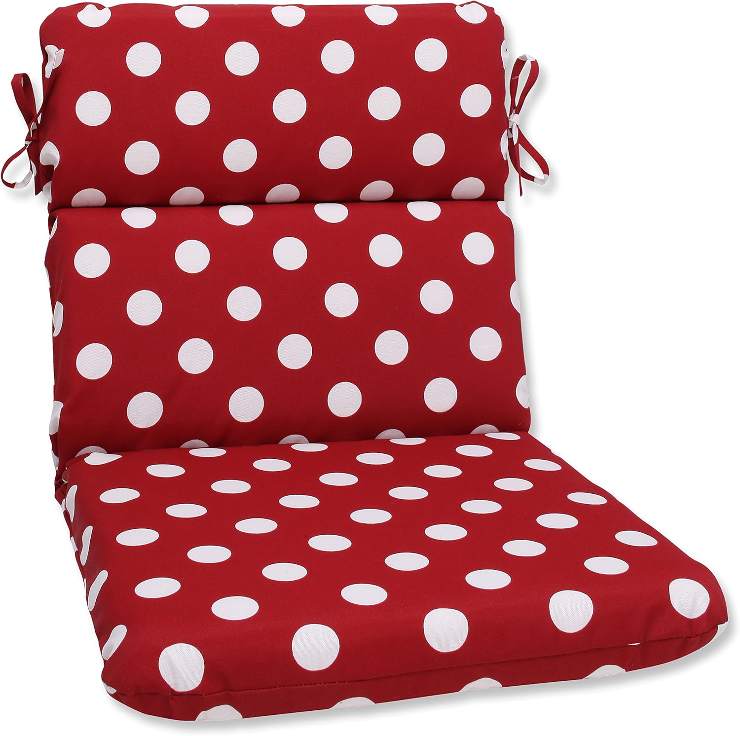 Pillow Perfect Outdoor/Indoor Polka Dot Round Corner Chair Cushion, 40.5" x 21", Red