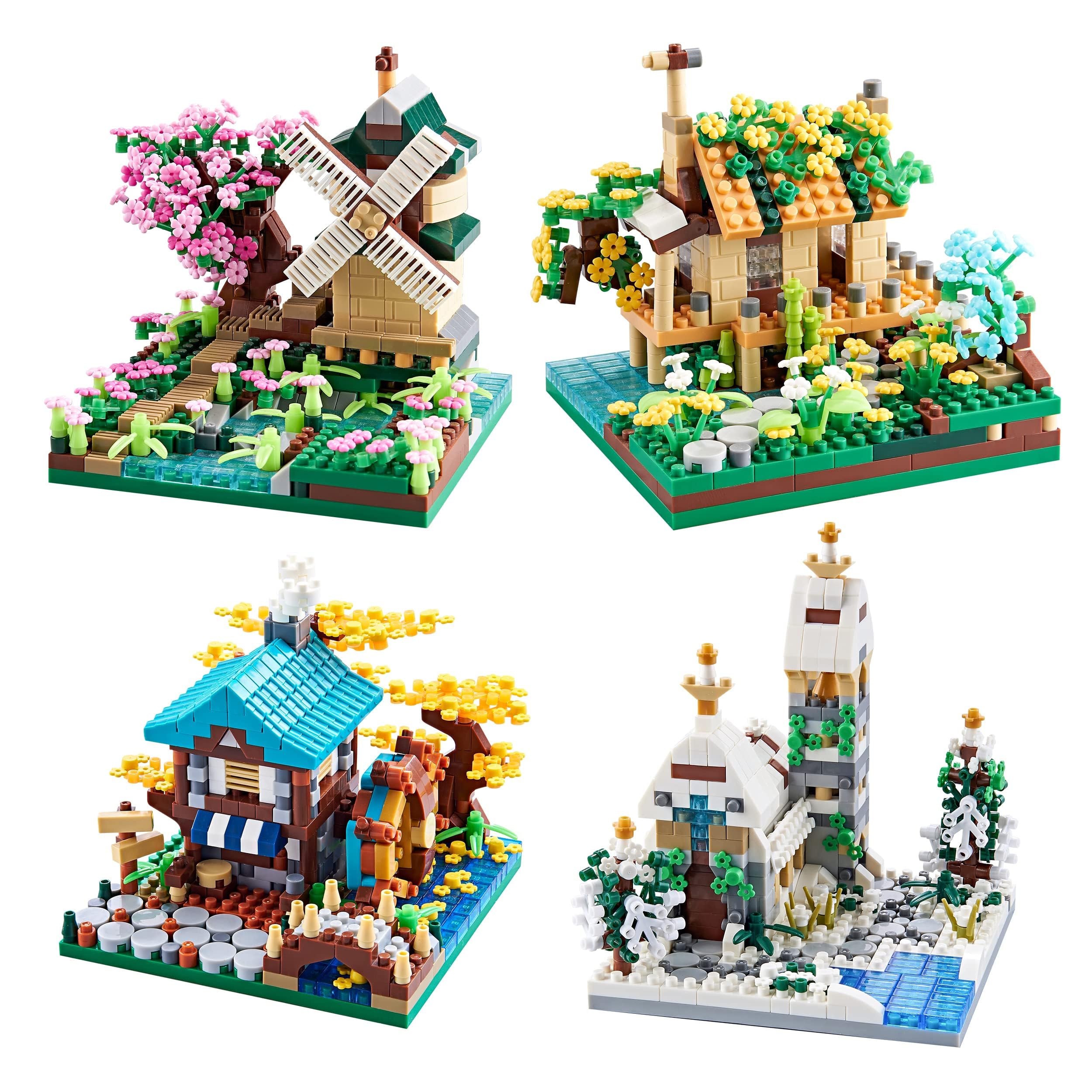 Photo 1 of DOLBLOCK Four Seasons Building Set The Office Cute Micro Building Blocks Cherry Blossom Tree House Sets for Adults and Teenss, Flowers and Plants Modle 4 Kits