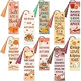 10Pcs Fall Pumpkin Bookmarks with Tassel for Reading Reader Gift, Pumpkin Book Marks for Women Men Autumn Cozy Paper Bookmark Page Makers for Students Teachers Bookworm Bookish Gifts for Book Lovers