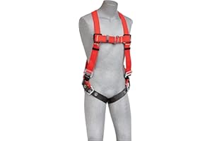 3M Protecta PRO 1191384 Fall Protection Full Body Welders Harness, With Back D-Ring, Tongue Buckle Legs, 420 Pound Capacity, Extra Large, Red/Black,