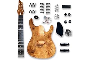 BexGears DIY 8 String Electric Guitar Kits Burl poplar veener top okoume Body maple neck & composite ebony fingerboard You Build The Guitar