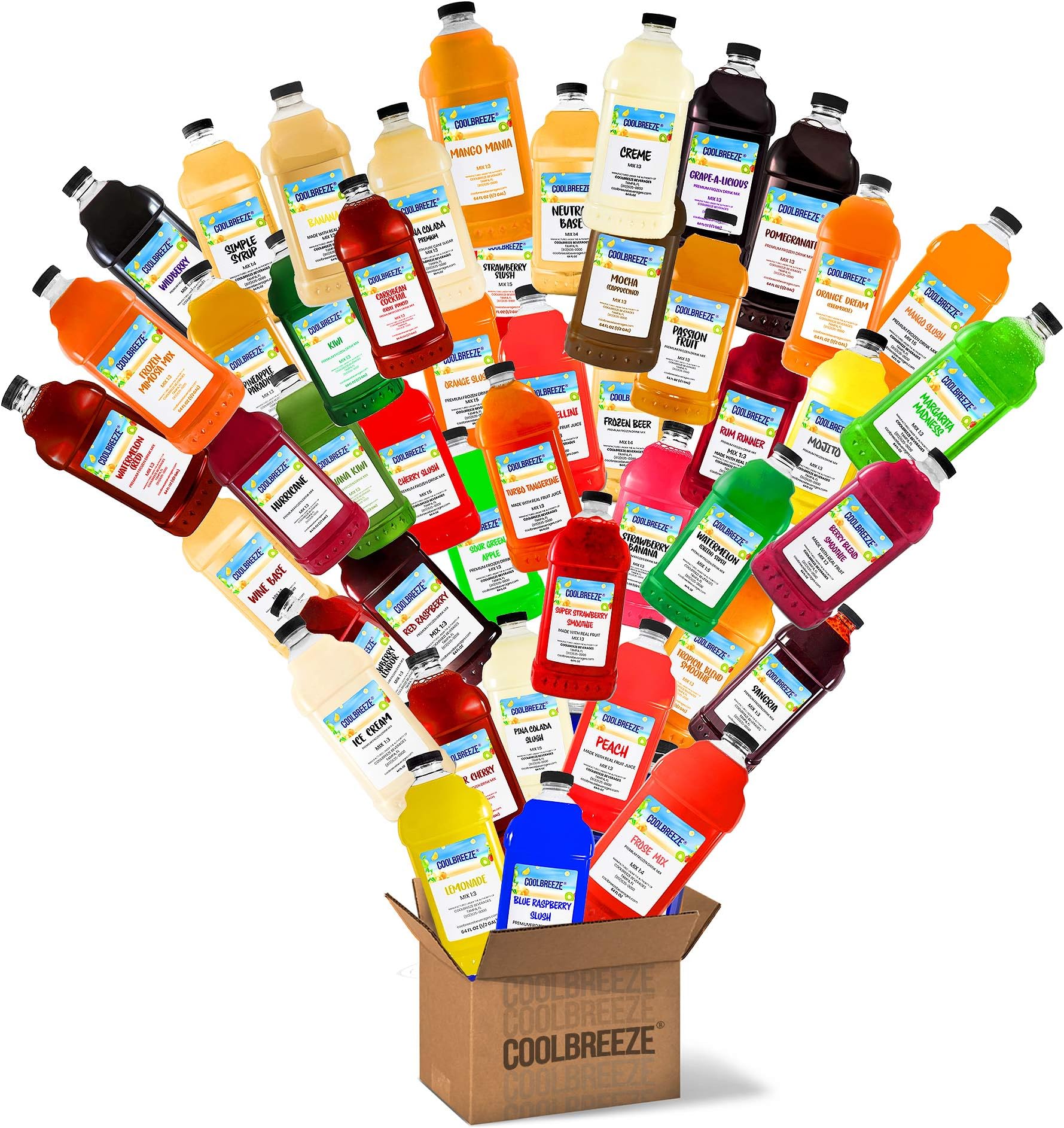 Coolbreeze Beverages (Pick Three Mix & Match From Our 50+ Flavors) Frozen Drink Machine Granita Daiquiri Slush Mix - Shelf Stable, Ready To Use - Pick 3 Bottles