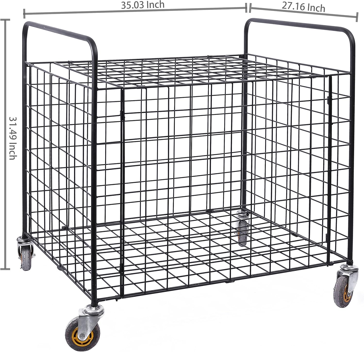 MyGift Black Metal Rolling Multi Sports Ball Storage Hopper & Basketball, Football, Soccer Equipment Cart: Sports & Outdoors