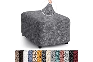 PAULATO BY GA.I.CO. Ottoman Cover Stool Cover Pouf Slipcover - Soft Polyester Fabric Slipcover - 1-Piece Form Fit Stretch Furniture Protector - Microfibra Collection - Dark Grey (Ottoman)