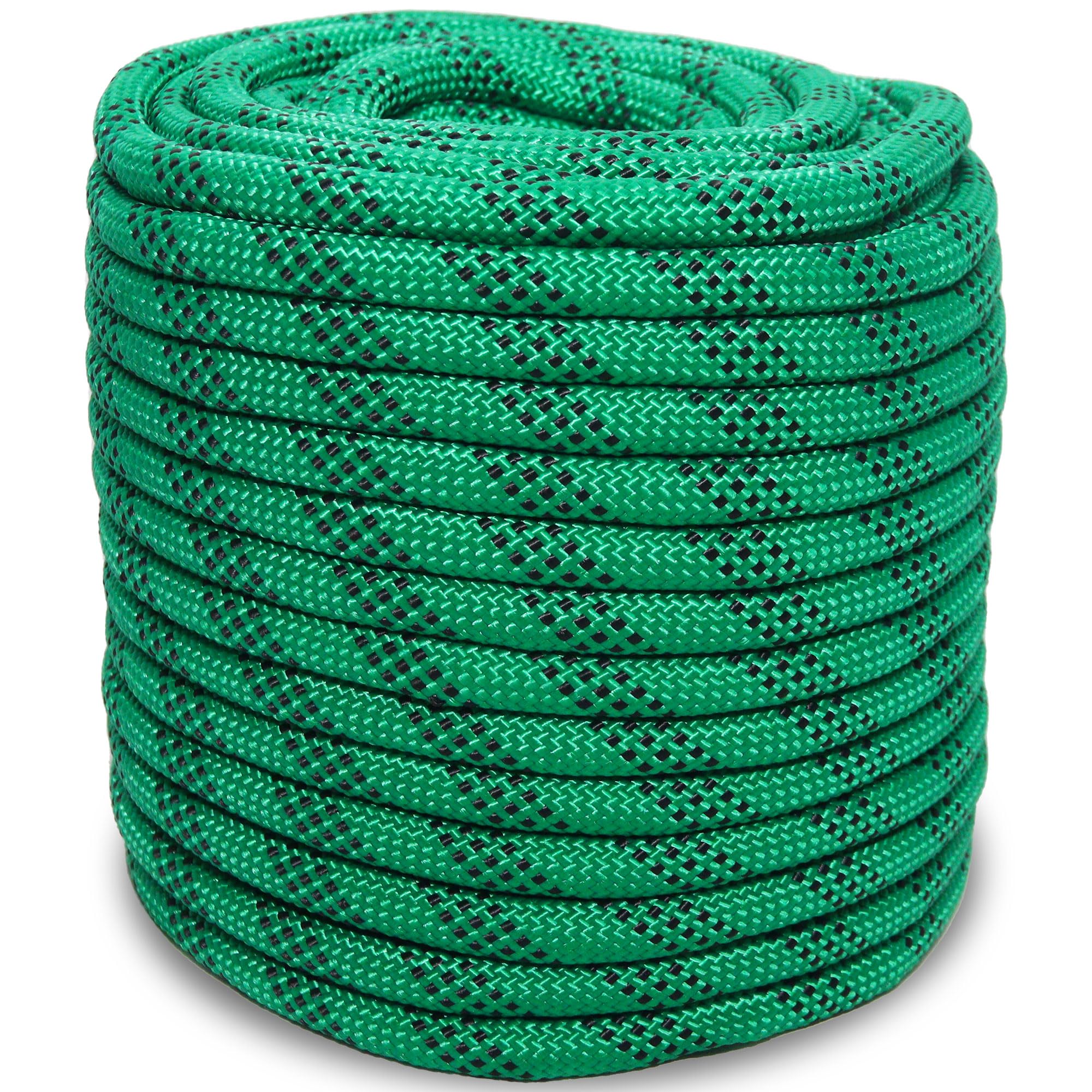 Photo 1 of 1/2 Inch 100ft Double Braided Polyester Arborist Rope, Heavy Duty Nylon Rope for Anchor, Tree Work, Cargo, Pulling, Sailing (Green)
