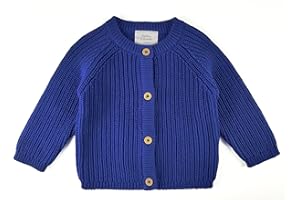 Stellou & friends 100% Cotton Chunky Ribbed Knitted Cardigan for Boys & Girls Ages 0-6 Years