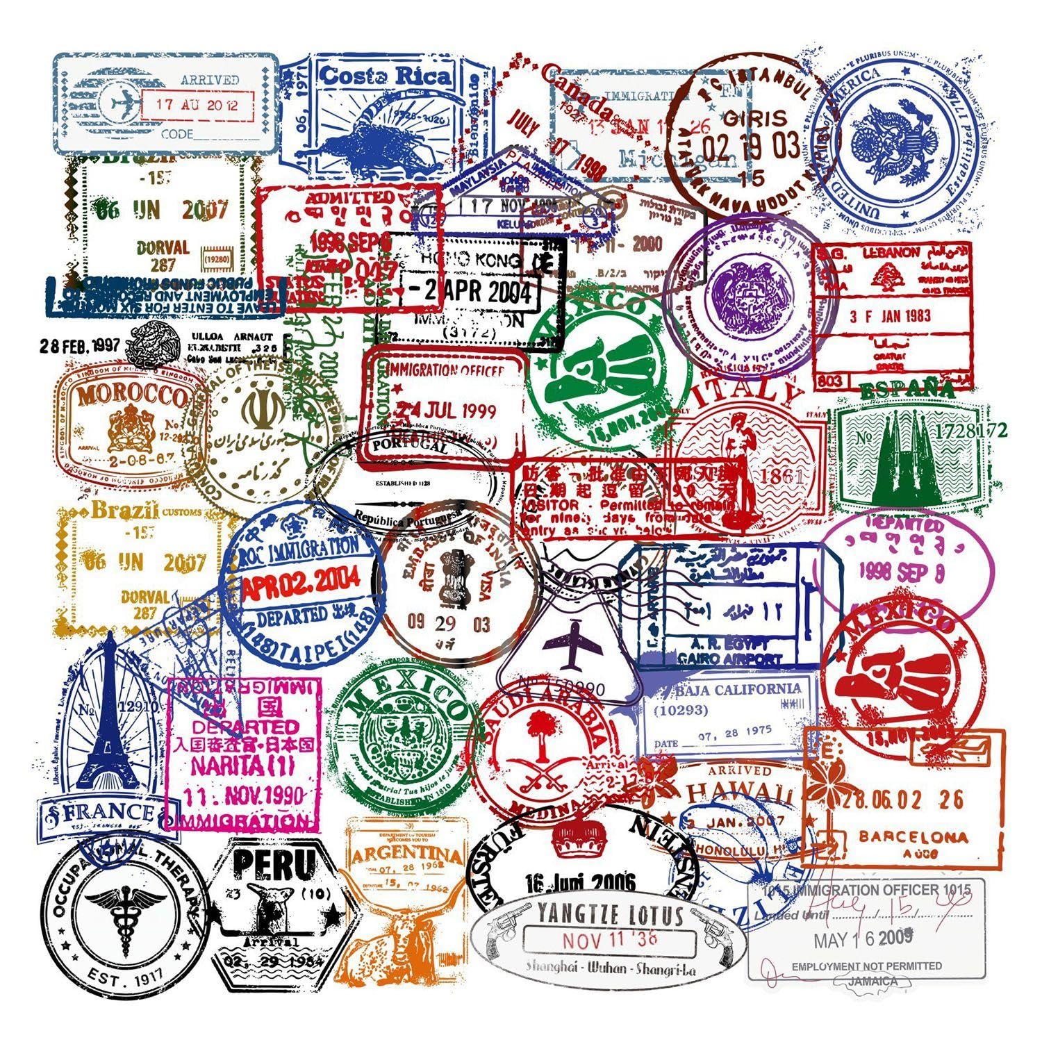 100 Retro Postmark Decorative Waterproof Packaging Scrapbook Stickers - Multi-Surface, Decorate Luggage, Computers, Water Bottles