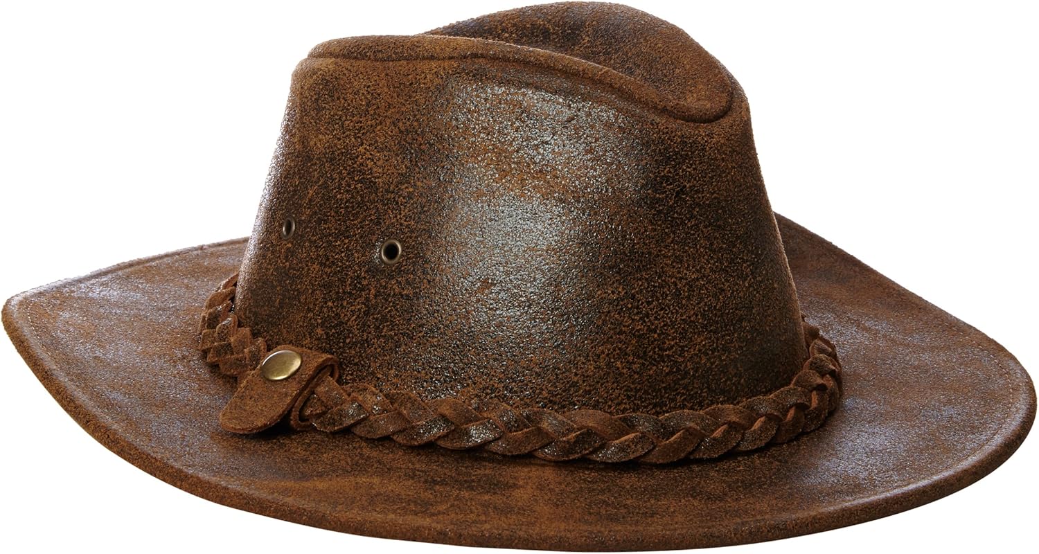 crushable leather outback hat