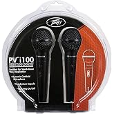 Peavey Pvi 100 - 2-Pack Dynamic Cardiod Microphones | Karaoke and live stage singing duo set, clear PA sound with feedback rejection, unidirectional pickup, band practice ready