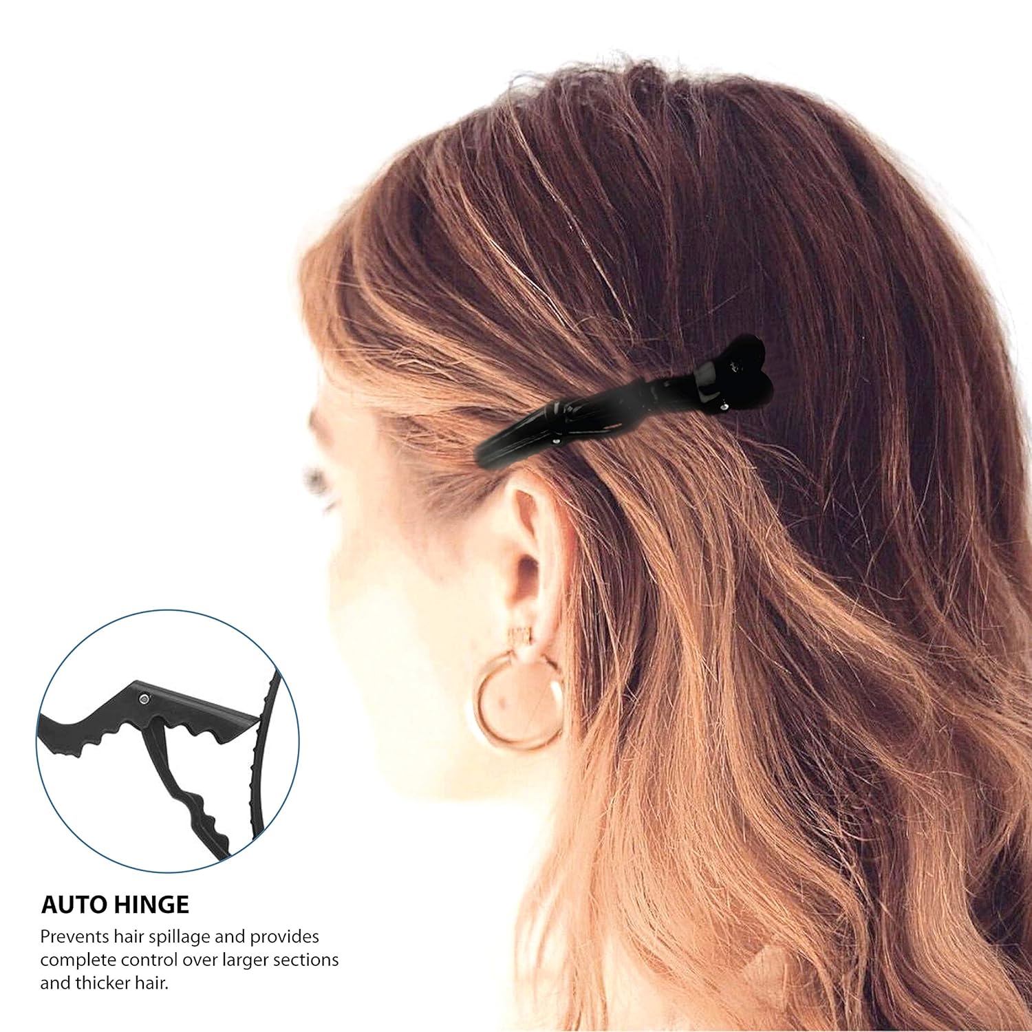 Deke Home Women styling hairclip - 12 pcs professional alligator plastic hair sectioning clips - Durable alligator hair clip with nonslip grip & wide gator big teeth for easy styling thick/ thin : Beauty