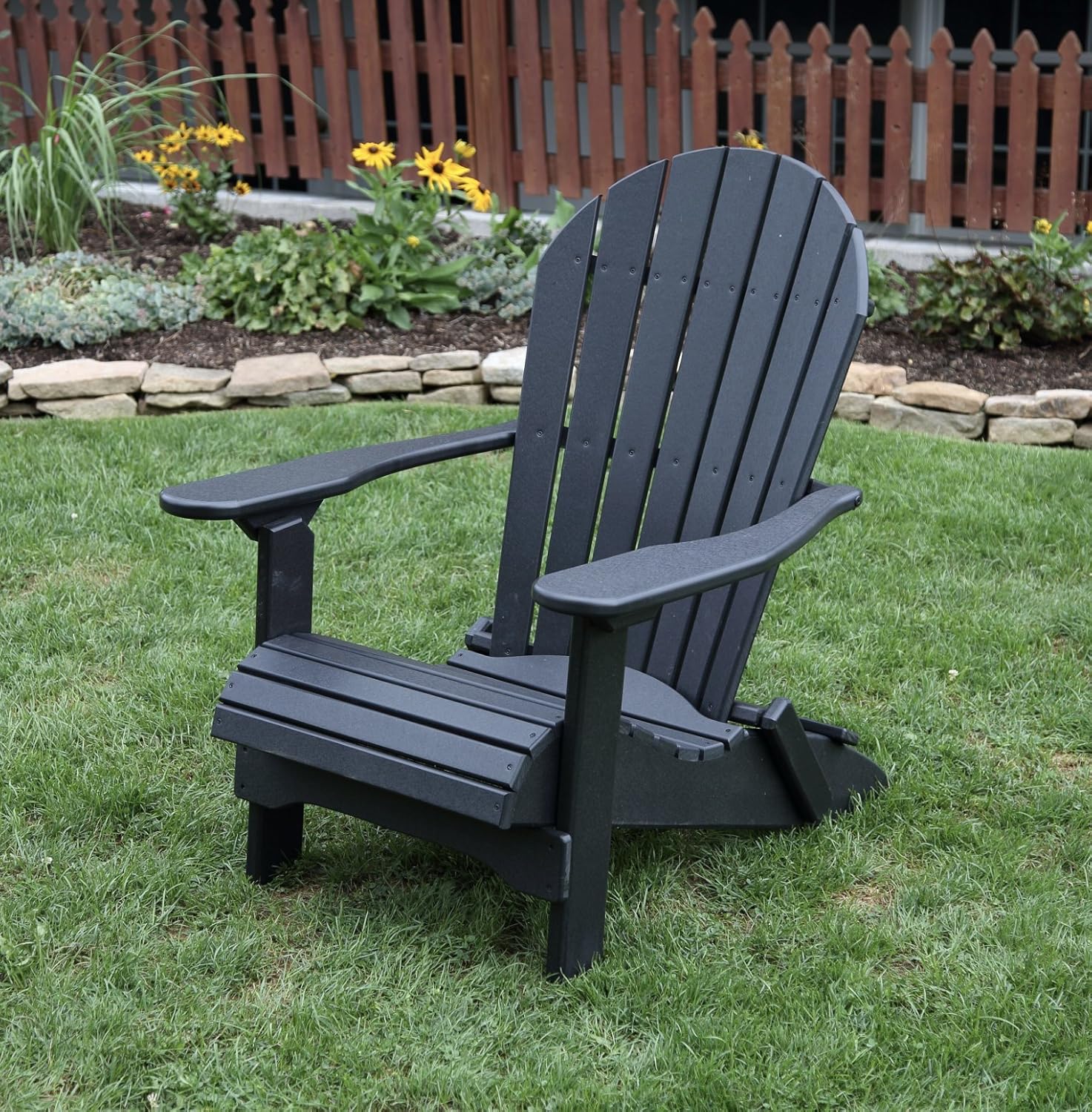 Amazon.com : BLACK-POLY LUMBER Folding Adirondack Chair with Rolled