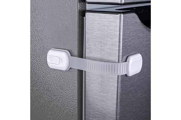 2-Pack Child Proof Fridge Lock with Adhesive - Adjustable Baby Proofing Straps - Refrigerator Lock for Kids - Freezer Latch t