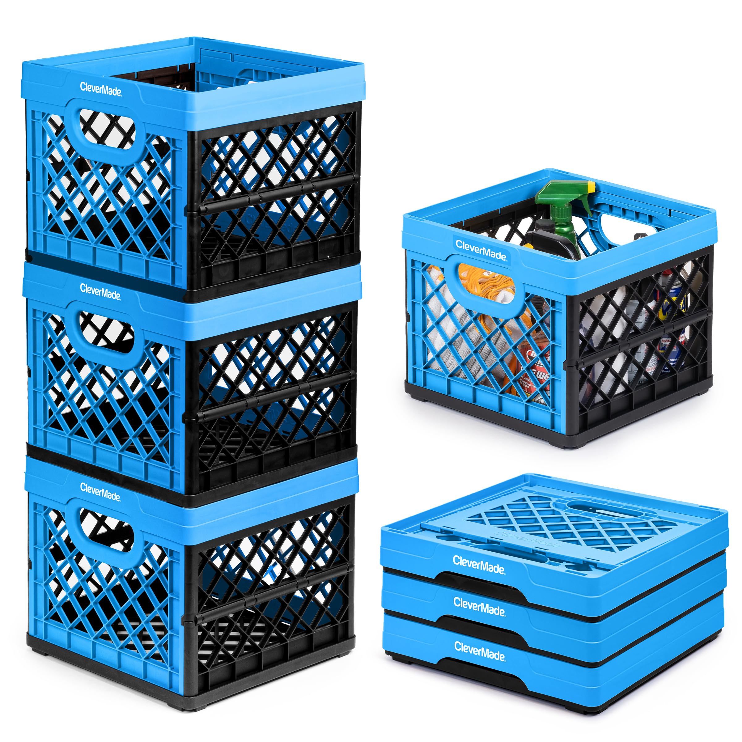 CleverMade Collapsible Milk Crate, Neptune