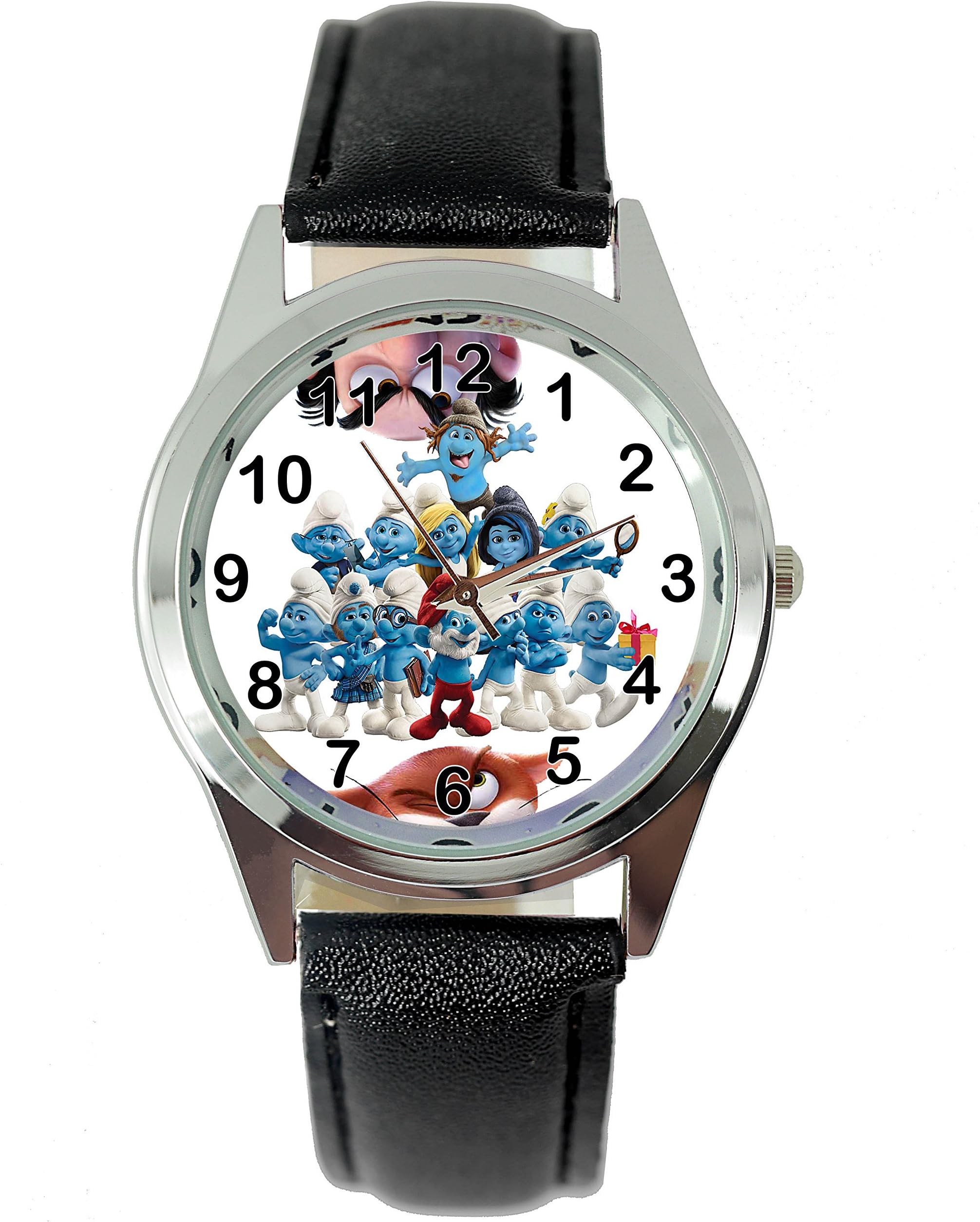 TAPORT® Smurfs Quartz Watch Black Leather Band
