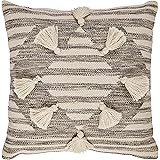 Amazon Brand – Stone & Beam Modern Tassel Diamond Throw Pillow - 18 x 18 Inch, Black / White