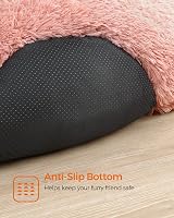 Feandrea Donut Cat Dog Bed 60 cm Pink Fluffy Long Plush Washable Cover view 7