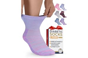 Pembrook Ankle Diabetic Socks for Women & Men | 6 Pairs | Wide Non Binding Socks Quarter Length | Edema Neuropathy Socks