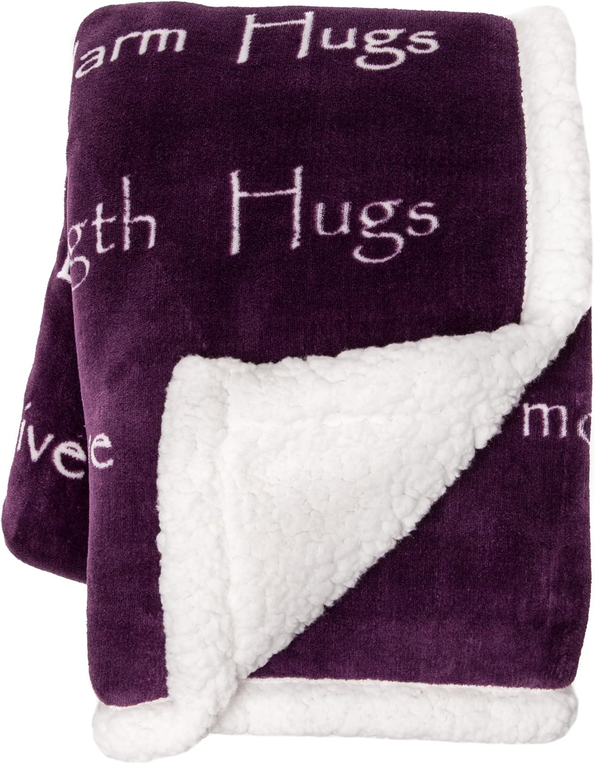 Chanasya Warm Hugs Positive Energy Healing Thoughts Caring Gift Throw Blanket - Sherpa Microfiber Comfort Gift Throw - Get Well Soon Gift for Women Men Cancer Patient - Aubergine Blanket: Home & Kitchen