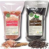Whole Black Peppercorns 12oz | Himalayan Pink Salt (Coarse Grain) 2 lbs | Premium Grade, Freshly Packed | Pepper Corns For Gr