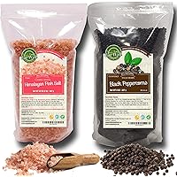 Whole Black Peppercorns 12oz | Himalayan Pink Salt (Coarse Grain) 2 lbs | Premium Grade, Freshly Packed | Pepper Corns…