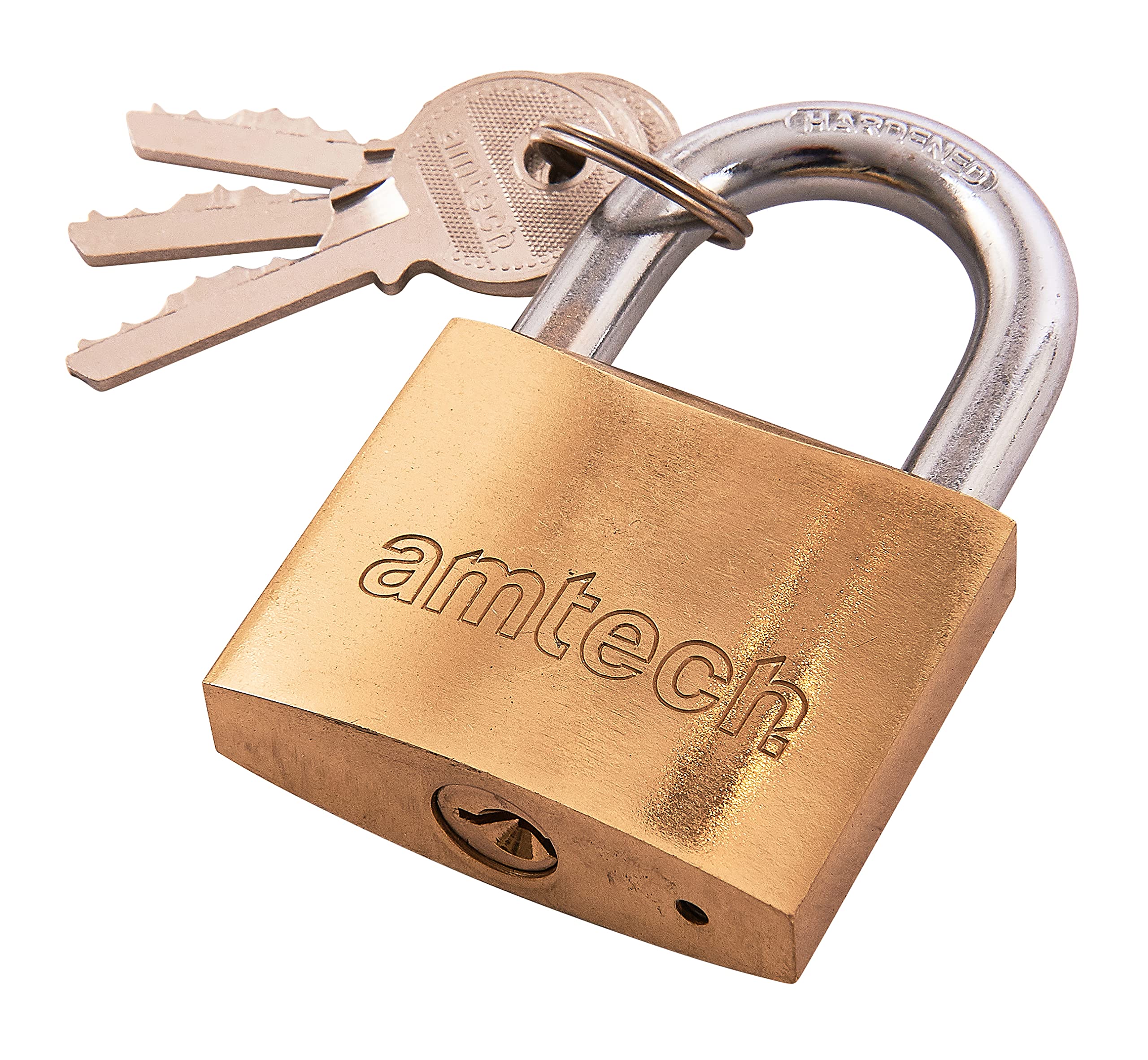 Amtech T1300C 50mm Solid Brass Padlock, Small Padlock with Keys for Luggage, Lockers, Toolboxes, Cupboards or Sports Bags — image 1