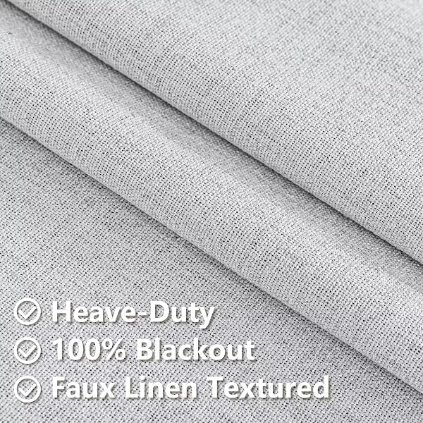 FANCYROOF 100% BLACKOUT CURTAINS FOR LIVING ROOM, 96 INCH CURTAINS 2 PANEL SET LIGHT BLOCKING, BACK TAB & ROD POCKET THERMAL INSULATED DRAPES BEDROOM WINDOWS HOME DECOR(52W × 96L INCH, OFF-WHITE)