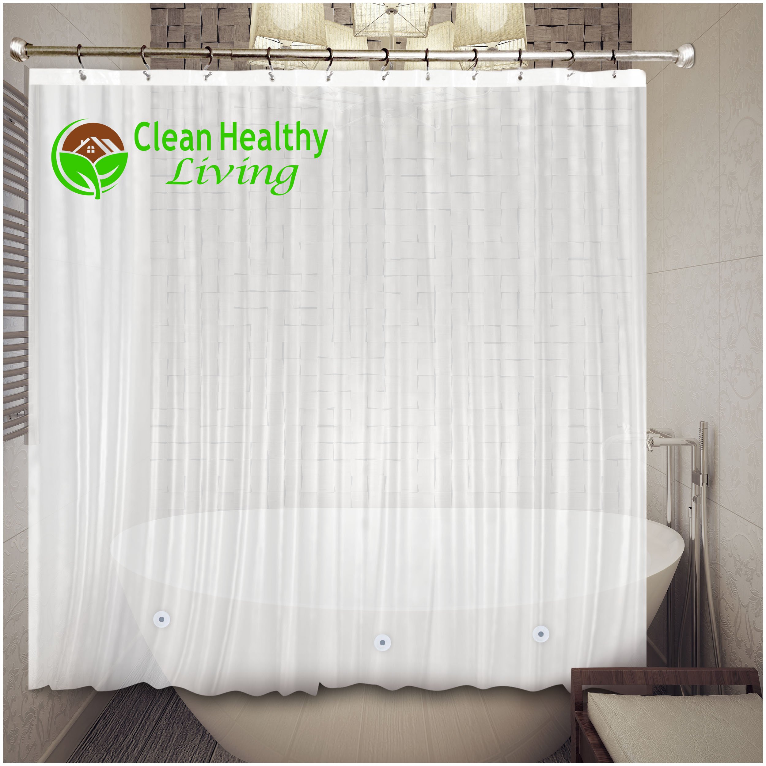 Clean Healthy Living Heavy Duty Extra Long PEVA Shower Liner/Curtain