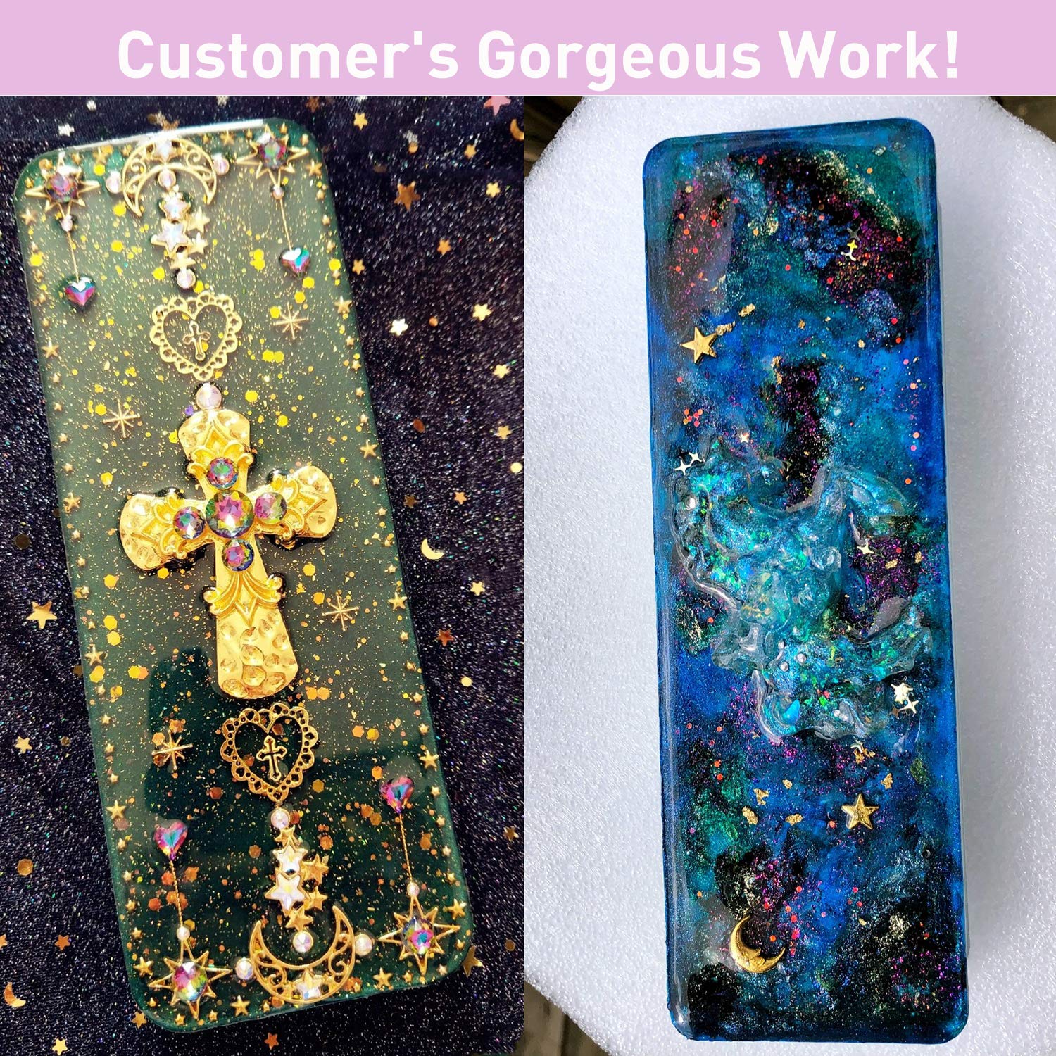 IKEPAHOK Pencil Case Resin Box Mold, Silicone Square Storage Containers for Epoxy Casting, Mini Rectangle Organizer Bin with Lid, Jewelry Dominoes Box Molds for DIY Craft Gift for Kids and Girls