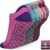 Non Slip Yoga Socks with Grips for Pilates, Ballet, Barre, Barefoot, Hospital Anti Skid Socks for Women and Men
