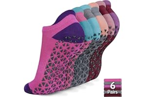 HROMEC Non Slip Yoga Socks with Grips for Pilates, Ballet, Barre, Barefoot, Hospital Anti Skid Socks for Women and Men