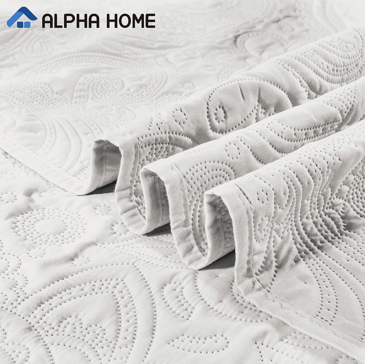 ALPHA HOME 2-Piece Lightweight Bedspread Set, Comforter Bedding Quilt Set, Twin Size, Ivory: Home & Kitchen